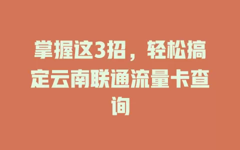 掌握这3招，轻松搞定云南联通流量卡查询