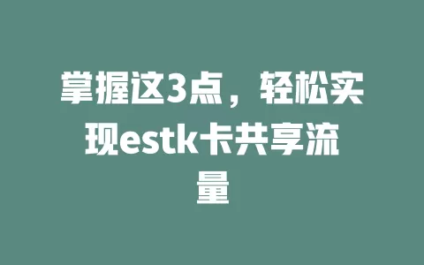 掌握这3点，轻松实现estk卡共享流量