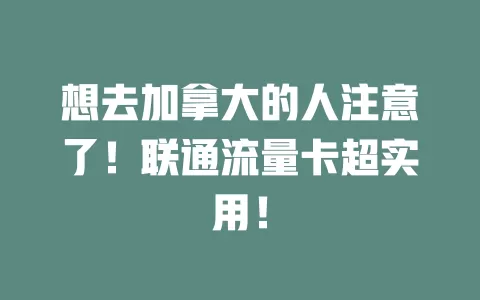 想去加拿大的人注意了！联通流量卡超实用！