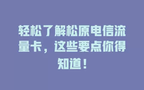 轻松了解松原电信流量卡，这些要点你得知道！