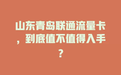 山东青岛联通流量卡，到底值不值得入手？