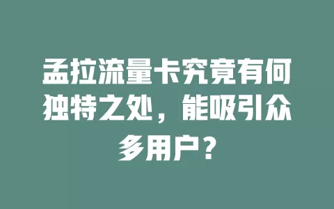 孟拉流量卡究竟有何独特之处，能吸引众多用户？