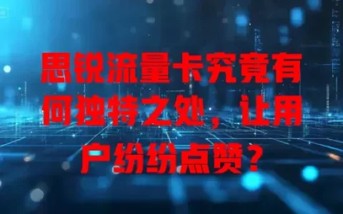 思锐流量卡究竟有何独特之处，让用户纷纷点赞？
