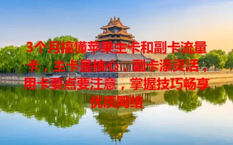 3个月搞懂苹果主卡和副卡流量卡，主卡是核心，副卡添灵活，用卡要点要注意，掌握技巧畅享优质网络