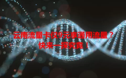 云南流量卡仅9元享通用流量？快来一探究竟！