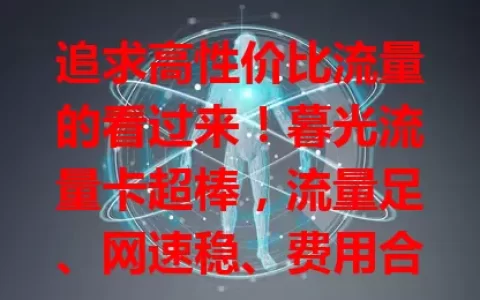 追求高性价比流量的看过来！暮光流量卡超棒，流量足、网速稳、费用合理，上班族和追剧玩游戏的年轻人用着超爽，办理使用便捷，别犹豫，赶紧关注开启优质网络之旅！