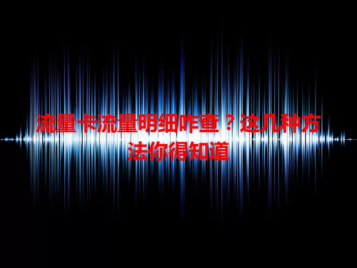 流量卡流量明细咋查?这几种方法你得知道