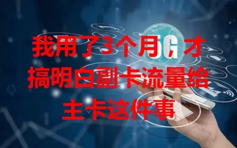 我用了3个月，才搞明白副卡流量给主卡这件事