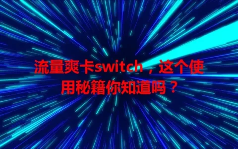 流量爽卡switch，这个使用秘籍你知道吗？