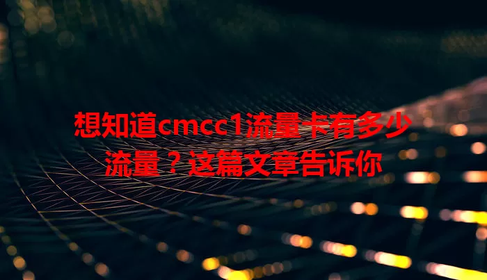 想知道cmcc1流量卡有多少流量?这篇文章告诉你