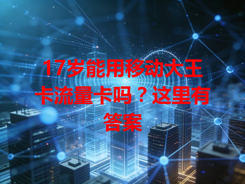 17岁能用移动大王卡流量卡吗？这里有答案