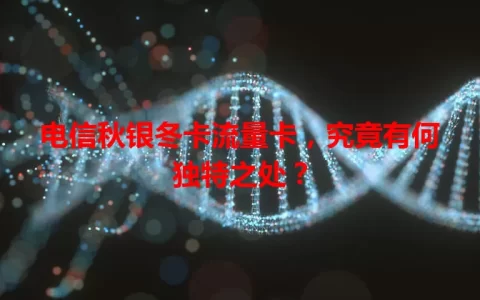 电信秋银冬卡流量卡，究竟有何独特之处？