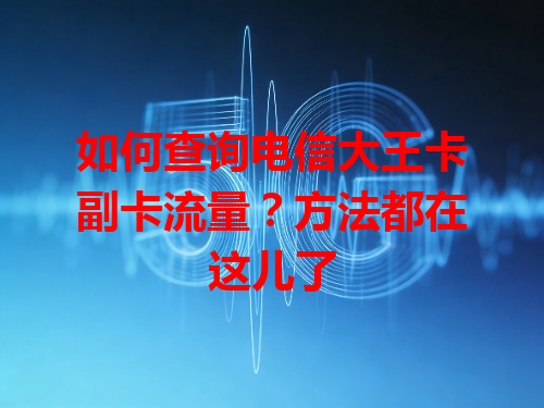 如何查询电信大王卡副卡流量？方法都在这儿了