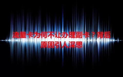 流量卡为何不让办理副卡？背后原因引人深思