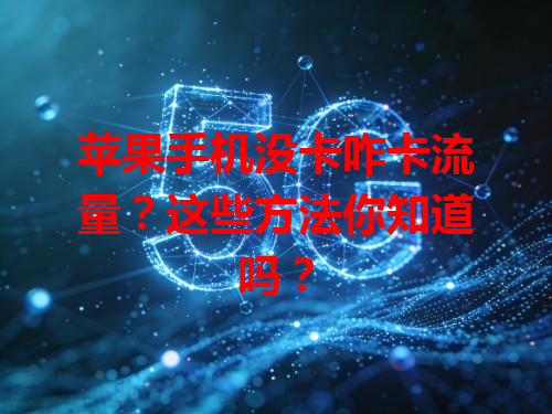 苹果手机没卡咋卡流量？这些方法你知道吗？