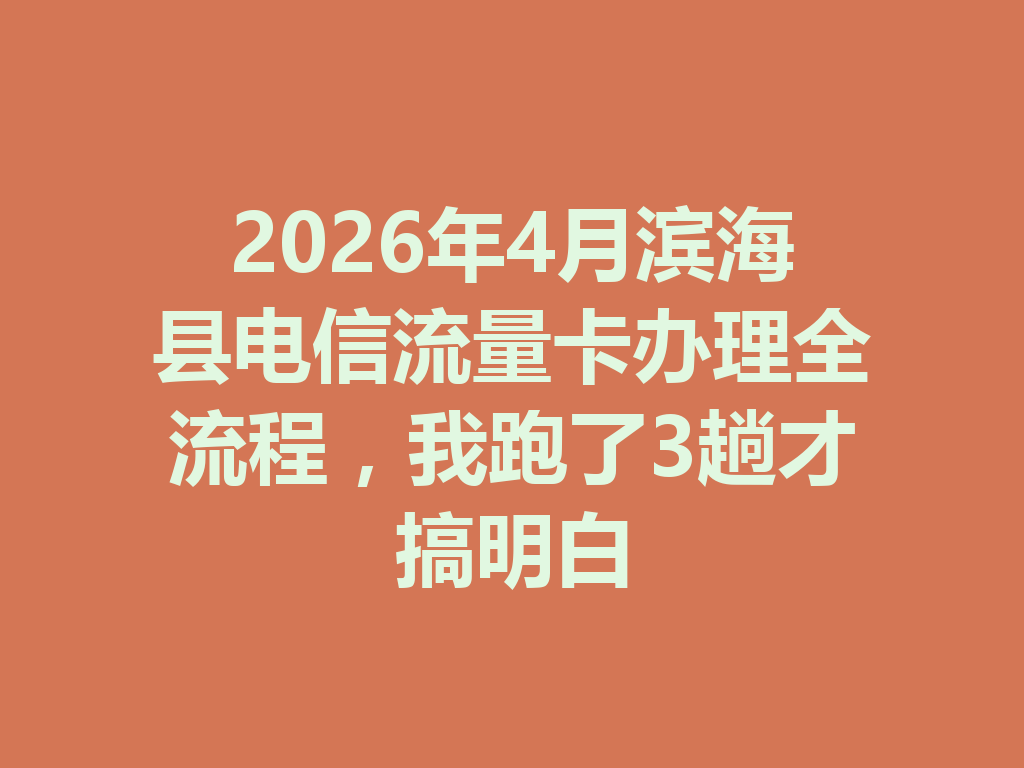 2026年4月滨海县电信流量卡办理全流程，我跑了3趟才搞明白