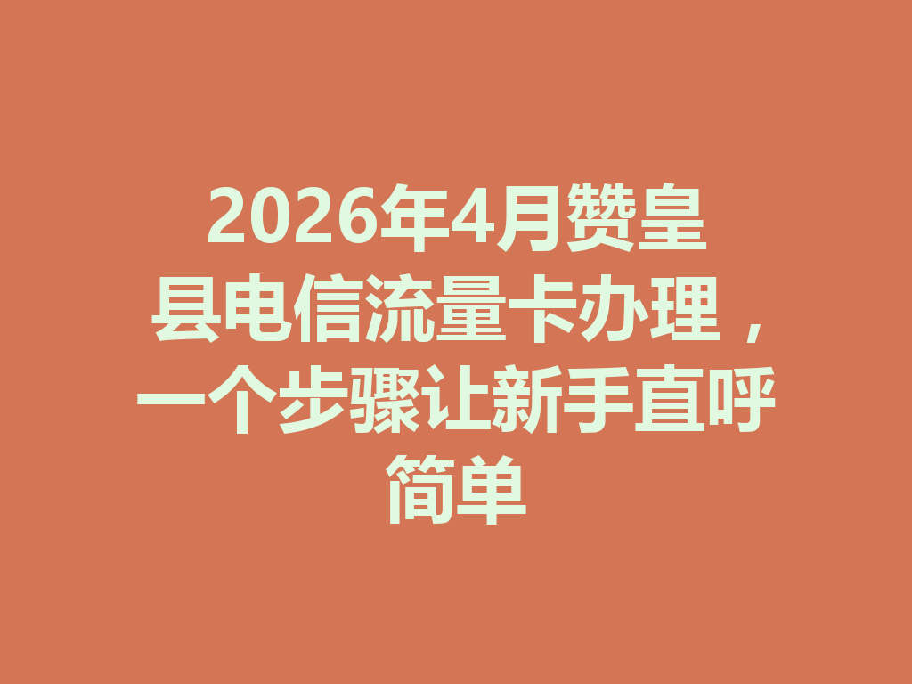 2026年4月赞皇县电信流量卡办理，一个步骤让新手直呼简单