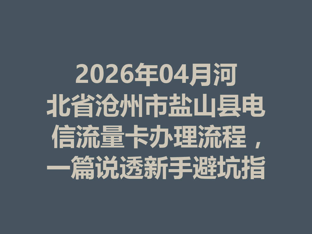 2026年04月河北省沧州市盐山县电信流量卡办理流程，一篇说透新手避坑指南