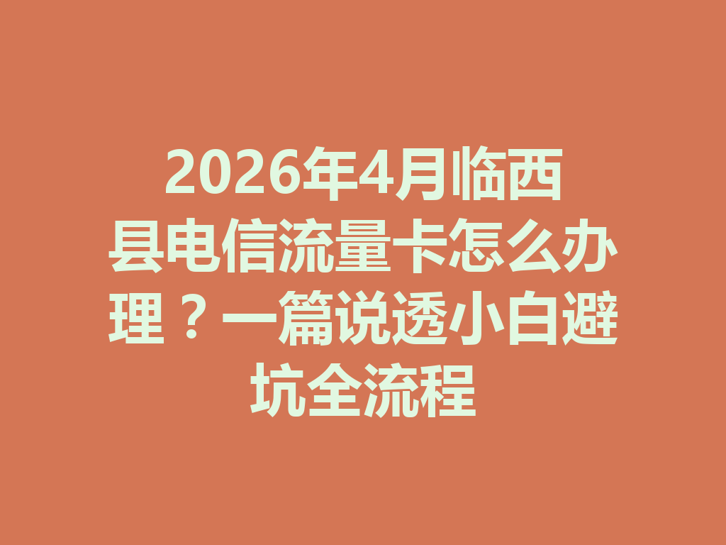 2026年4月临西县电信流量卡怎么办理？一篇说透小白避坑全流程