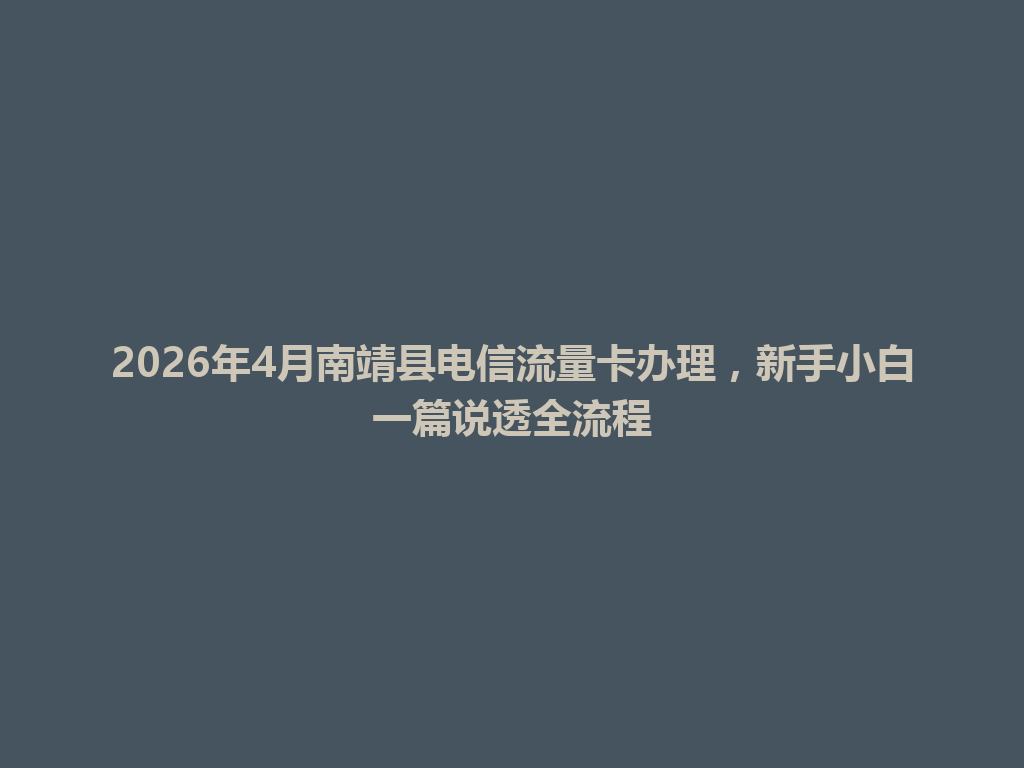 2026年4月南靖县电信流量卡办理，新手小白一篇说透全流程