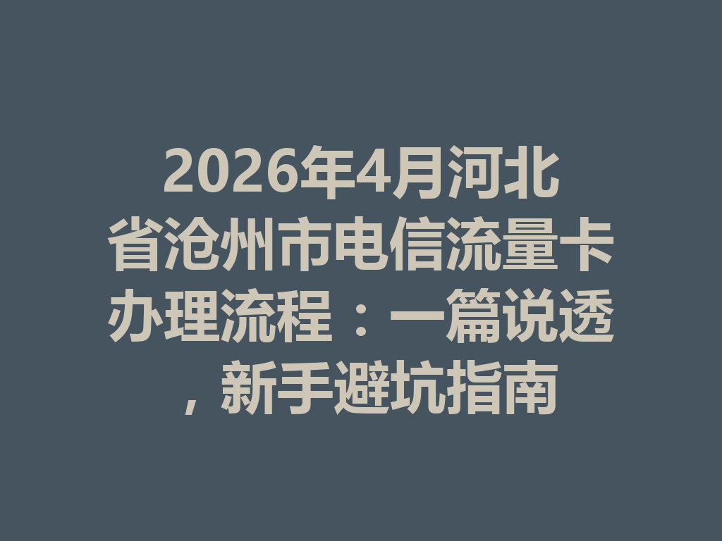 2026年4月河北省沧州市电信流量卡办理流程：一篇说透，新手避坑指南