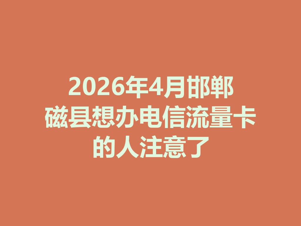 2026年4月邯郸磁县想办电信流量卡的人注意了