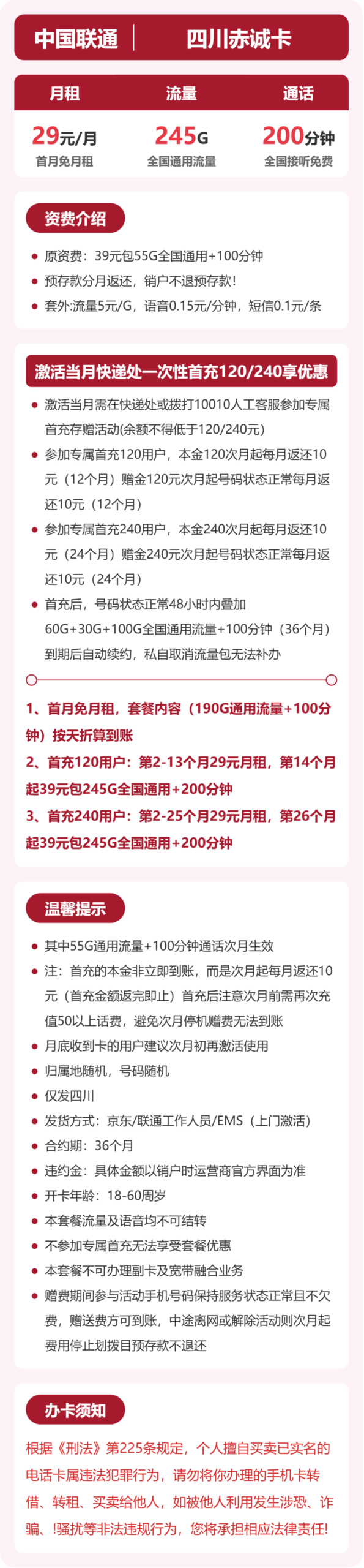 联通四川赤诚卡②详情