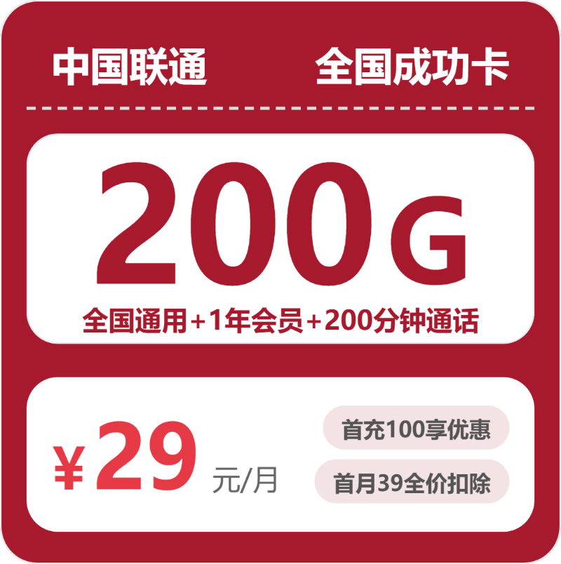 2026年7月下旬甘肃省临夏回族自治州广河县联通流量卡哪个最划算？