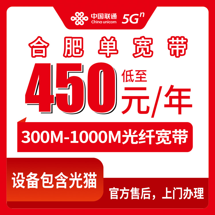 2026年10月上旬合肥庐阳区联通单宽带怎么挑？300M到1000M包年资费实聊